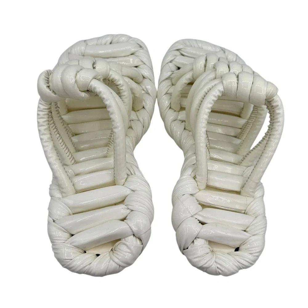 Loewe Petal Knot Leather 90 Sandals White Yellow Size 38 / 8